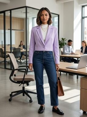 Divided Lavender Cropped Blazer - Women